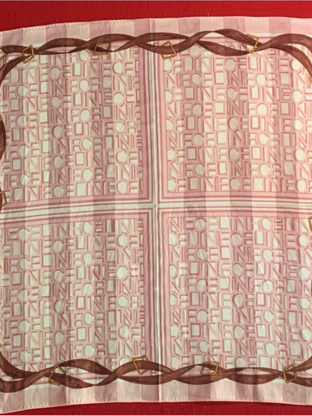 Celine Pink Scarf with Brown Strap and Gold Hardware Print - Picture 6 of 6